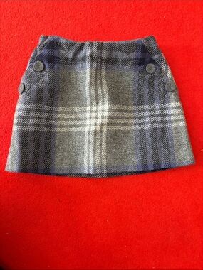 Jacadi Girls Plaid Wool Blend Skirt in Gray and Navy